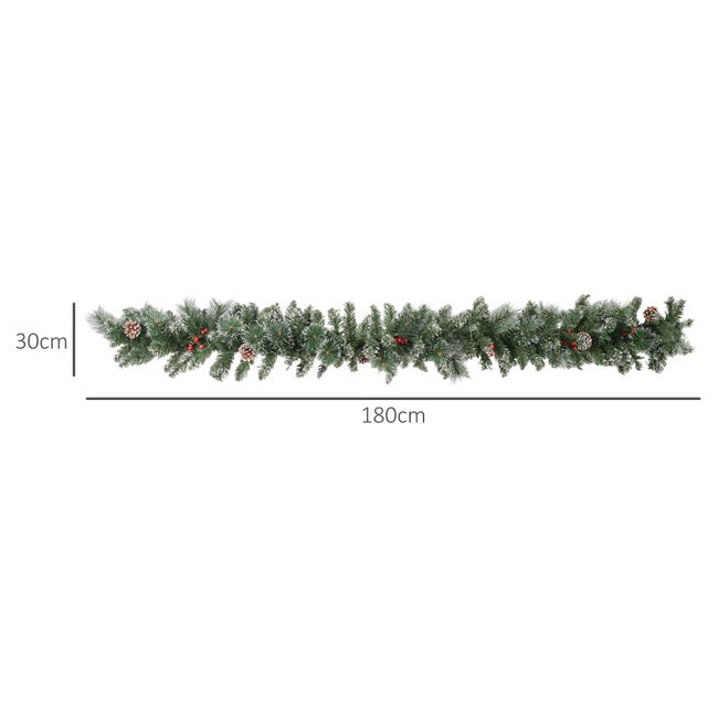 Leroymerlin HOMCOM Ghirlanda Natalizia con 50 Luci LED Bianche e Decorazioni in Plastica e Metallo 180x30x30 cm Verde In Vendita