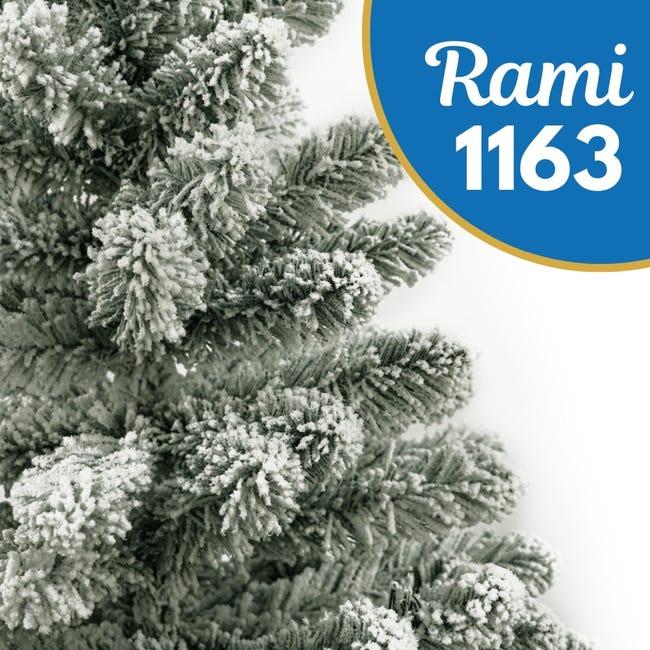 Leroymerlin Albero di Natale Innevato Acquaverde Folto e Realistico Rami con Apertura ad Ombrello Ignifugo In PVC Verde e Bianco con Base in Metallo 210 cm Qualità