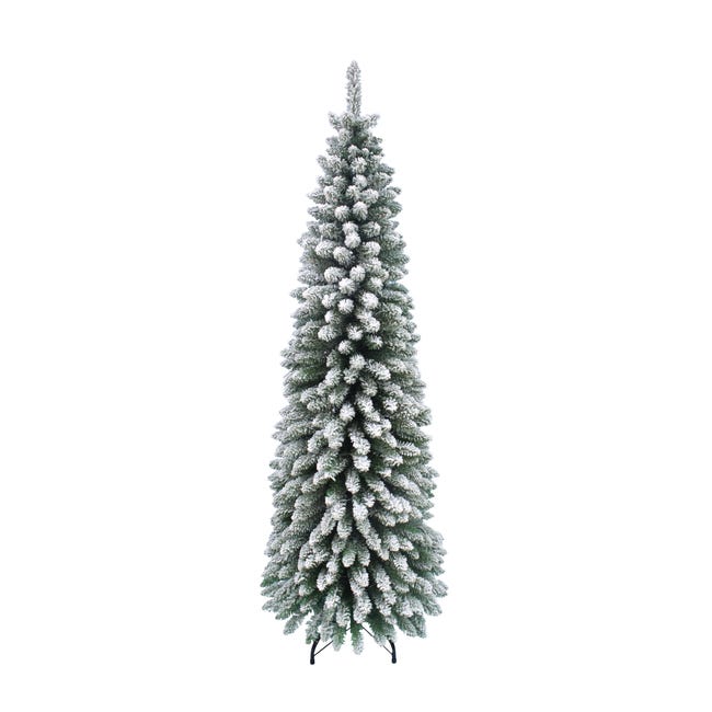 Leroymerlin Albero di Natale artificiale innevato Toscana slim verde H 210 cm x Ø 75 cm Pezzi Unici