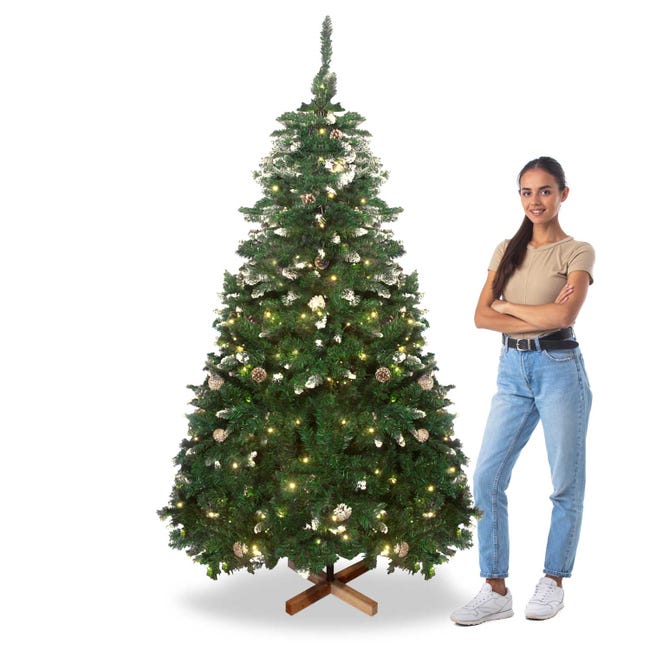 Leroymerlin Comet - Albero di Natale con luci LED e pigne ø110 x 210H 1200 rami e 60 pigne Qualità Garantita