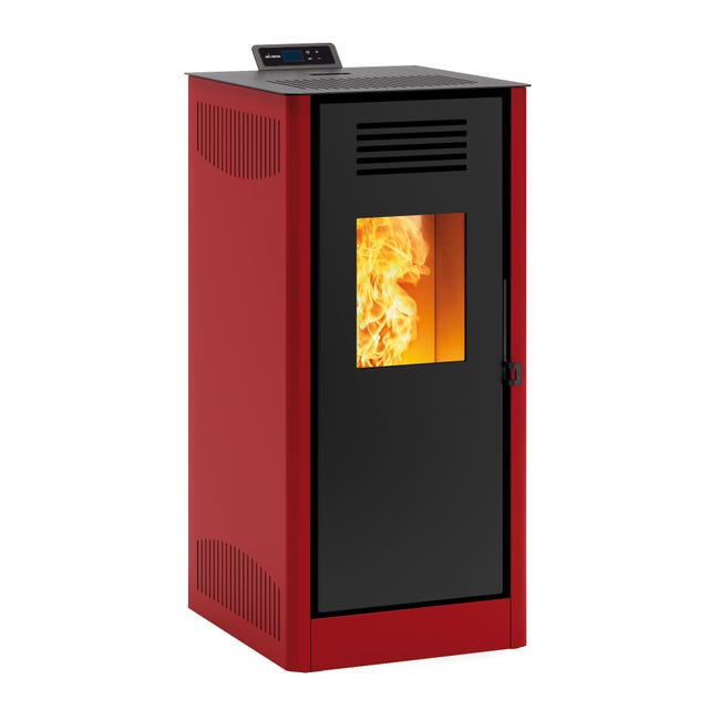 Leroymerlin Stufa a pellet ventilata Mirano wi-fi 8 kW rosso mattone Qualità Garantita