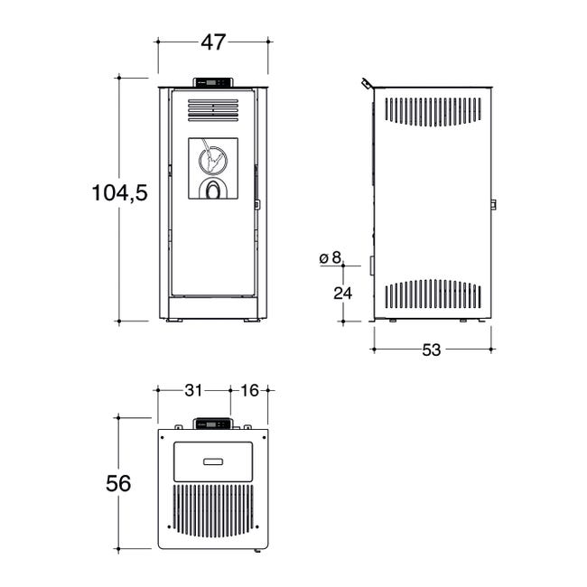 Leroymerlin Stufa a pellet ventilata Mirano wi-fi 8 kW rosso mattone Qualità Garantita