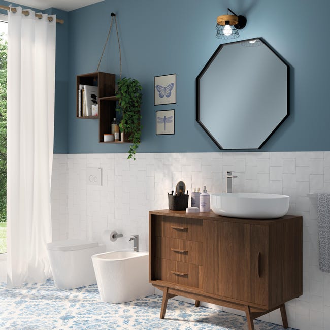 Leroymerlin Coppia sanitari filomuro scarico a parete SENSEA compacta bianco WC: P 55 x L 36 x H 39.5 cm bidet: P 55 x L 37 x H 40 cm Sottocosto
