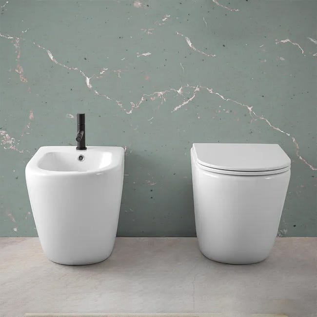 Leroymerlin Coppia sanitari filomuro scarico a parete Vogue bianco WC: P 51 x L 37 x H 41 cm bidet: P 51 x L 37 x H 41 cm 2025