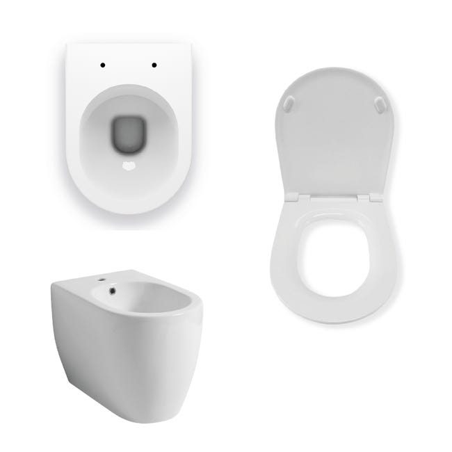 Leroymerlin Coppia sanitari filomuro scarico a parete Vogue bianco WC: P 51 x L 37 x H 41 cm bidet: P 51 x L 37 x H 41 cm 2025