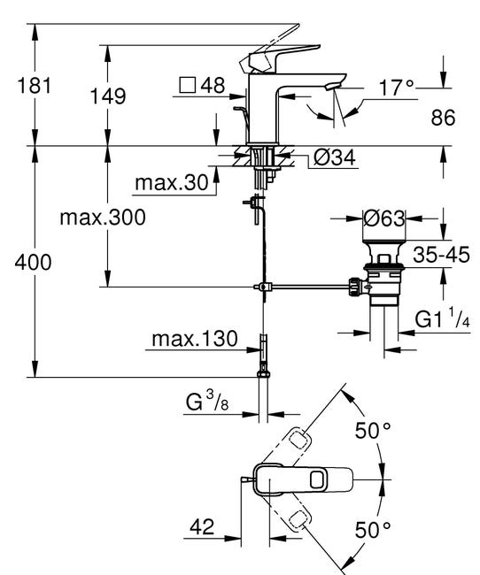 Leroymerlin Rubinetto per lavabo a canna bassa Clova Pulse nero spazzolato opaco GROHE In Linea