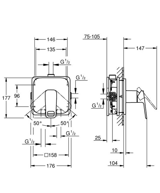 Leroymerlin Rubinetto per doccia ad incasso miscelatore monocomando Clova Pulse cromo lucido GROHE Qualità
