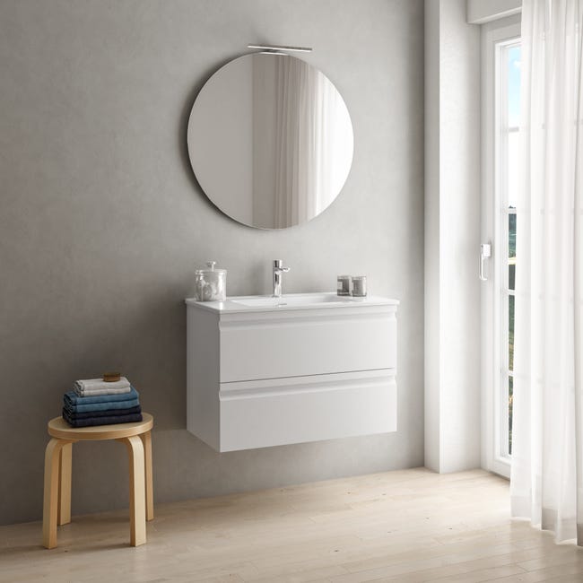 Leroymerlin Mobile sottolavabo e lavabo Pull bianco opaco in mdf L 80 x H 56 x P 46 cm 2 cassetti Sottocosto