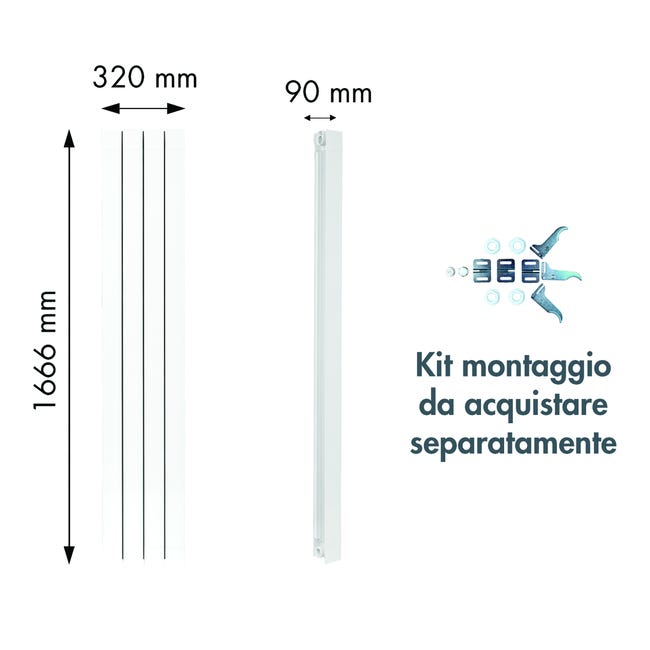 Leroymerlin Radiatore acqua calda PRODIGE SUPERIOR in alluminio 4 elementi interasse 600 mm bianco In Vendita