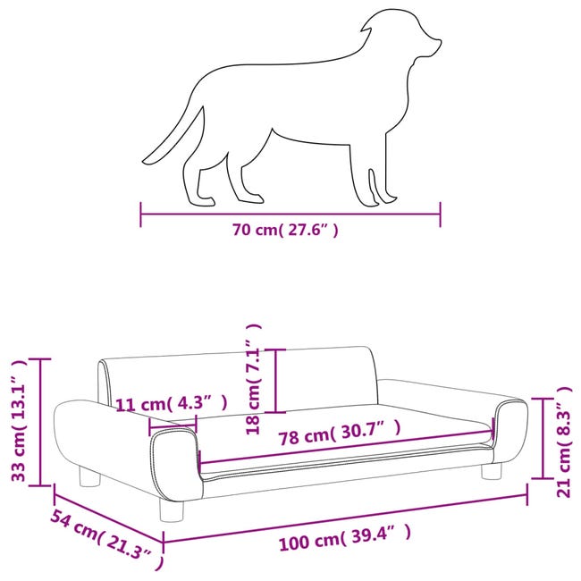 Leroymerlin vidaXL Lettino per Cani Grigio Scuro 100x54x33 cm in Velluto Online