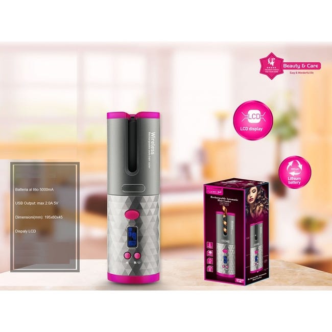 Leroymerlin ARRICCIACAPELLI AUTOMATICO CURLER RICARICABILE USB DISPLAY LCD SENZA FILI HM7890 Vendita Calda