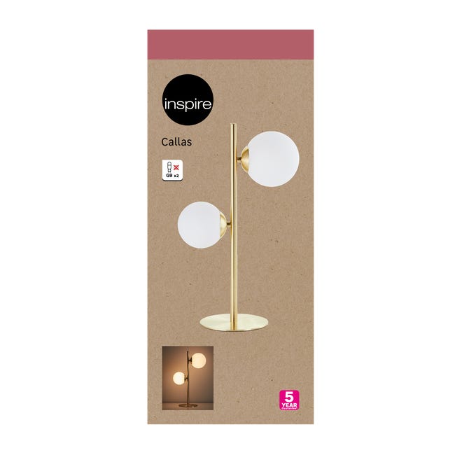 Leroymerlin Lampada da tavolo glamour Callas 2xG9 INSPIRE Offerta Giorno del Papà