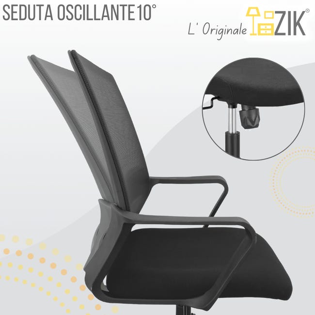 Leroymerlin Sedia Ufficio Ergonomica Supporto Lombare Regolabile e Traspirante - Nero Vendita calda