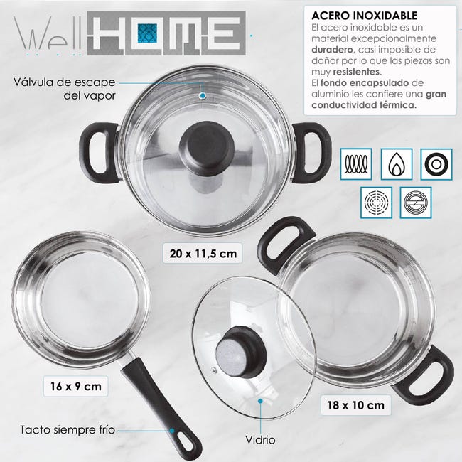 Leroymerlin Pentole in acciaio inox 5pz con Set 3 padelle Ø16 20 24 in alluminio pressofuso Offerta migliore