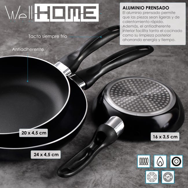 Leroymerlin Pentole in acciaio inox 5pz con Set 3 padelle Ø16 20 24 in alluminio pressofuso Offerta migliore