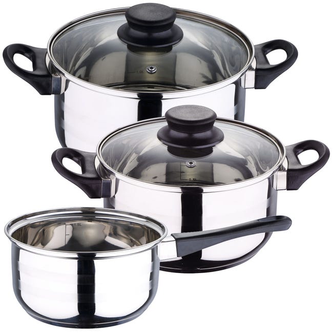 Leroymerlin Pentole in acciaio inox 5pz con Set 3 padelle Ø16 20 24 in alluminio pressofuso Offerta migliore
