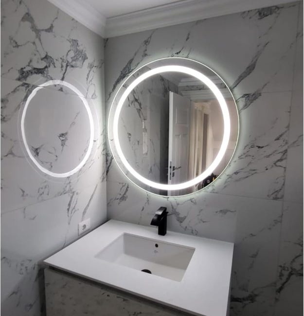 Leroymerlin STYLE GLASS Specchio Bagno Tondo VENERE Diamentro 60 cm Made in Italy Specchio Parete Retroilluminato a Led Latest fashion