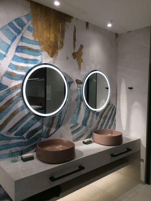 Leroymerlin STYLE GLASS Specchio Bagno Tondo VENERE Diamentro 60 cm Made in Italy Specchio Parete Retroilluminato a Led Latest fashion