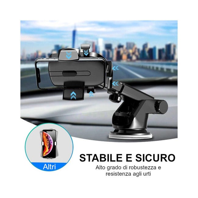 Leroymerlin Porta Cellulare Auto Ventosa Cruscotto Universale – Supporto Smartphone Macchina - Nero Liquidazione