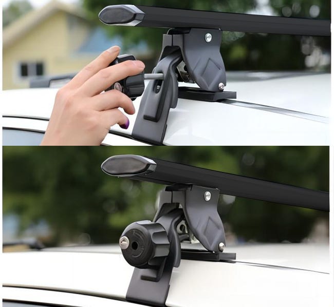 Leroymerlin Rebeca Shop® Barre Da Tetto Portapacchi Universali Con Serratura Antifurto Nero Adatte Per Auto Con Tetto Liscio Senza Barre Longitudinali 130cm Promozione temporanea