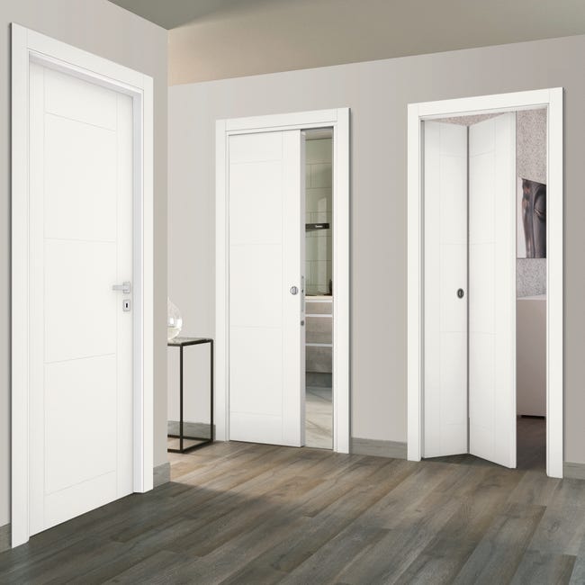 Leroymerlin Porta tamburata scorrevole Mood bianco L 80 x H 210 cm reversibile 50% di sconto con spedizione gratuita