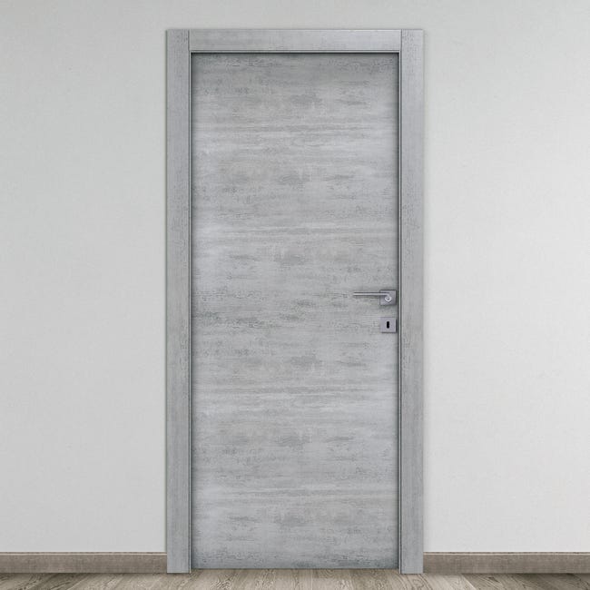 Leroymerlin Porta battente Beton grigio L 80 x H 210 cm reversibile Esporta salva