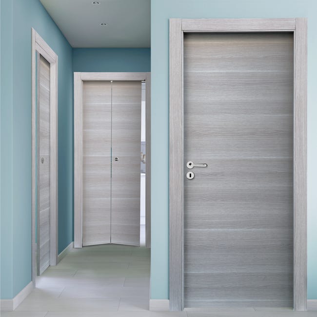 Leroymerlin Porta battente Corn rovere grigio L 90 x H 210 cm reversibile Pezzi Unici