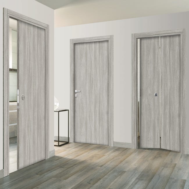 Leroymerlin Porta scorrevole Braque olmo grigio L 80 x H 210 cm reversibile Shopping Online