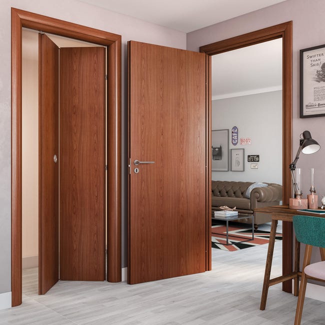 Leroymerlin Porta pieghevole a libro simmetrica Rose ciliegio L 80 x H 210 cm sinistra Novità