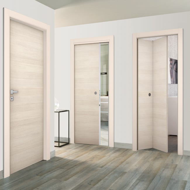 Leroymerlin Porta tamburata battente Riga grano L 60 x H 210 cm reversibile Presa