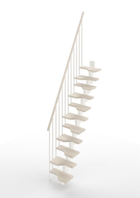 Leroymerlin Scala a rampa passo giapponese Bria larghezza 61 cm struttura in metallo bianco gradini in legno bianco Smaltimento dello stoccaggio