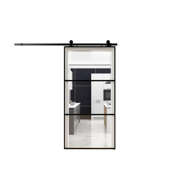 Leroymerlin Porta scorrevole 3V trasparente in alluminio L 96 x H 215 cm con binario Industrial Offerte giornaliere