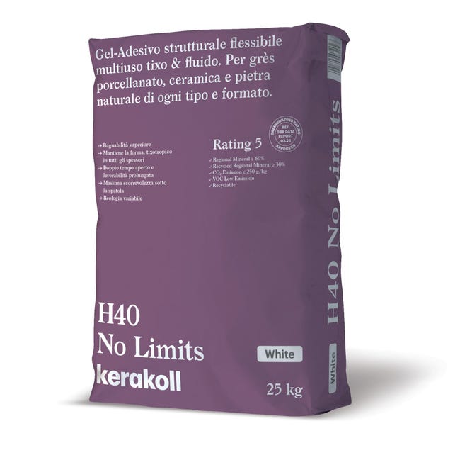Leroymerlin Colla in polvere H40 No Limits KERAKOLL 25 kg bianco C2TE Super Saving Price