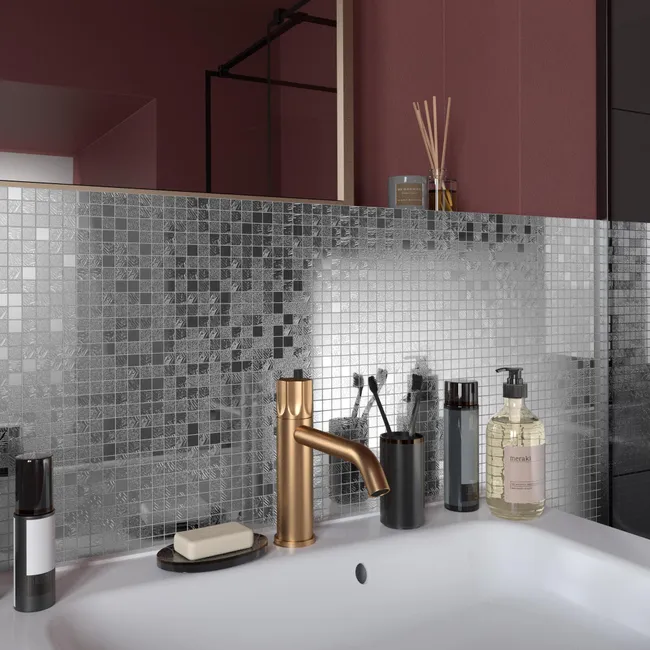 Leroymerlin Mosaico in vetro Ice Mirror argento L 29.7 x L 29.7cm x Sp. 4 mm 2025