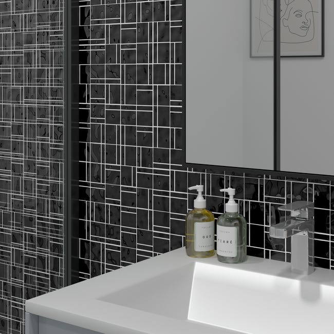 Leroymerlin Mosaico in vetro Square nero L 30 x L 30cm x Sp. 4 mm Italia