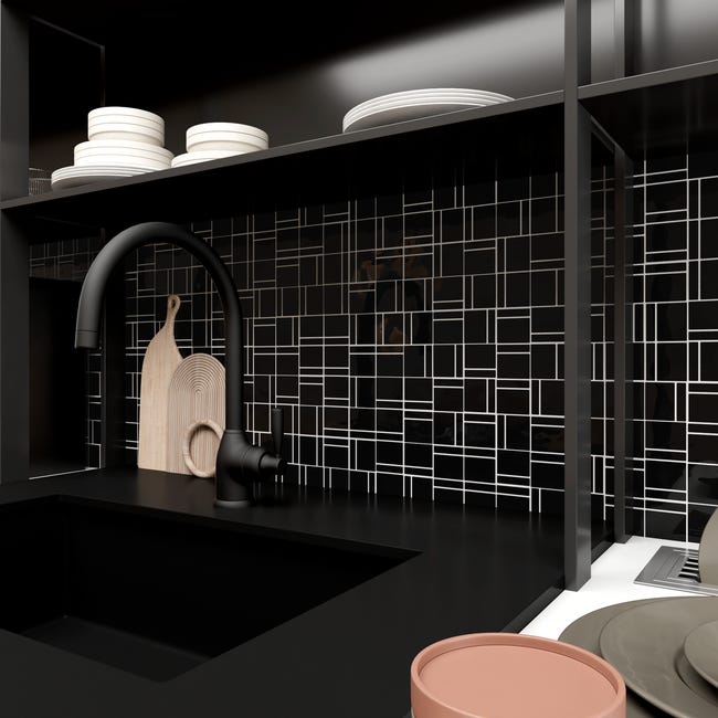 Leroymerlin Mosaico in vetro Square nero L 30 x L 30cm x Sp. 4 mm Italia