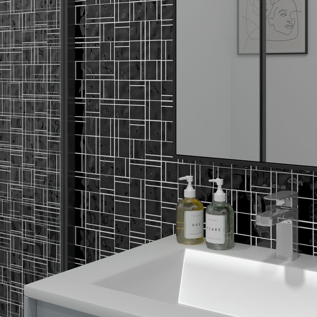 Leroymerlin Mosaico in vetro Square nero L 30 x L 30cm x Sp. 4 mm Italia