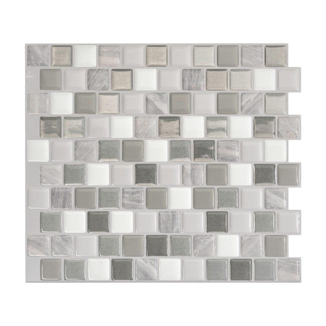 Leroymerlin Piastrella adesiva Brixia Casoria SMART TILES grigio 22.48 x 25.91 cm spessore 2 mm confezione da 4 pezzi Nuovo