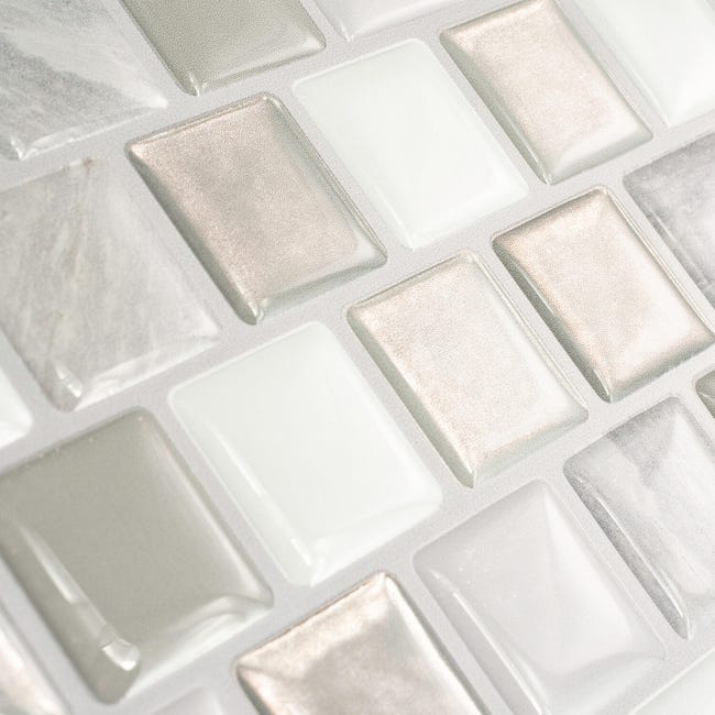 Leroymerlin Piastrella adesiva Brixia Casoria SMART TILES grigio 22.48 x 25.91 cm spessore 2 mm confezione da 4 pezzi Nuovo