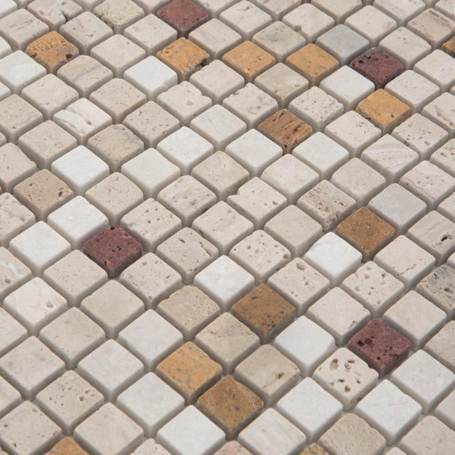 Leroymerlin Mosaico in pietra Travertino15 multicolore L 30 x L 30.5cm x Sp. 8 mm Soddisfazione Garantita