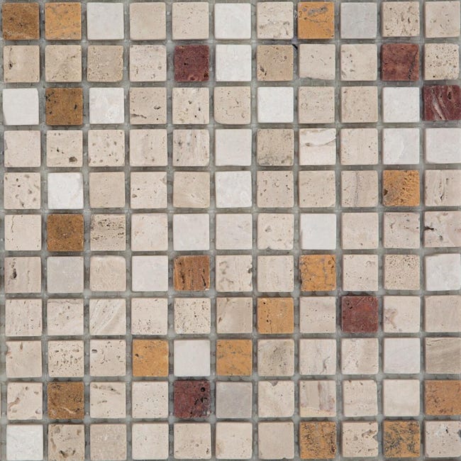 Leroymerlin Mosaico in pietra Travertino15 multicolore L 30 x L 30.5cm x Sp. 8 mm Soddisfazione Garantita