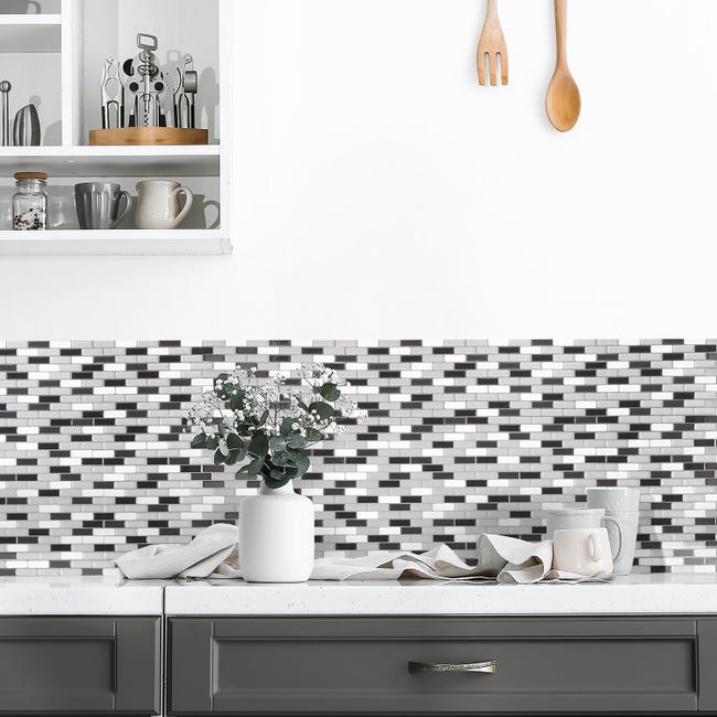 Leroymerlin Piastrella adesiva Murano Metallik SMART TILES bianco 23 x 26 cm spessore 2 mm confezione da 4 pezzi Qualità Garantita