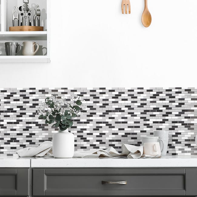 Leroymerlin Piastrella adesiva Murano Metallik SMART TILES bianco 23 x 26 cm spessore 2 mm confezione da 4 pezzi Qualità Garantita