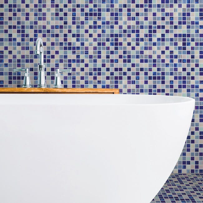 Leroymerlin Mosaico in vetro Chiffon blu e bianco e azzurro L 30 x L 31.8cm x Sp. 4 mm Negozi Online