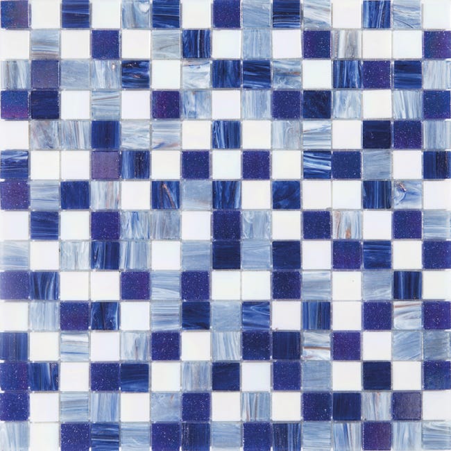 Leroymerlin Mosaico in vetro Chiffon blu e bianco e azzurro L 30 x L 31.8cm x Sp. 4 mm Negozi Online