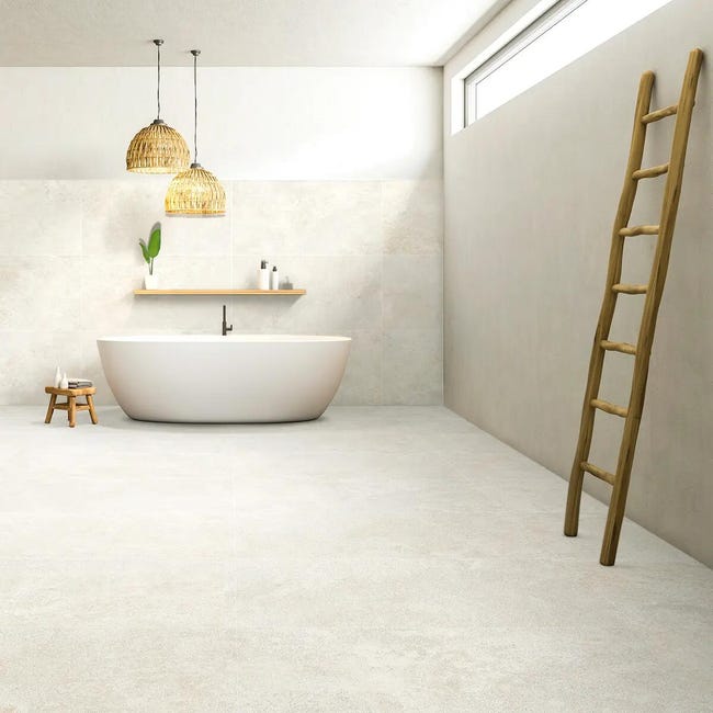Leroymerlin Piastrella da pavimento e rivestimento interno ed esterno rettificato Concraft in gres porcellanato opaco bianco 120 x 60cm Sp. 9.2 mm traffico molto intenso (pei 5/5) R10 Affare Del Giorno
