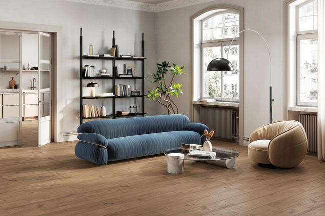 Leroymerlin Piastrella da pavimento e rivestimento interno rettificato Fable in gres porcellanato smaltato opaco marrone 120 x 20cm Sp. 9 mm traffico intenso (pei 4/5) R9 Vendita Calda