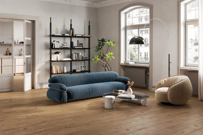 Leroymerlin Piastrella da pavimento e rivestimento interno rettificato Fable in gres porcellanato smaltato opaco marrone 120 x 20cm Sp. 9 mm traffico intenso (pei 4/5) R9 Vendita Calda