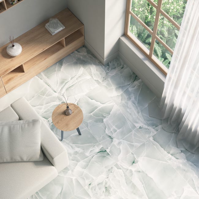 Leroymerlin Piastrella da rivestimento interno rettificato ALTEA in gres porcellanato smaltato lucido onice blu 120 x 60cm Sp. 7 mm traffico medio forte (pei 3/5) Shopping online