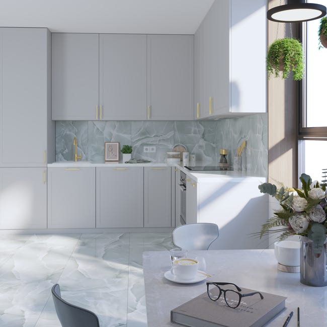 Leroymerlin Piastrella da rivestimento interno rettificato ALTEA in gres porcellanato smaltato lucido onice blu 120 x 60cm Sp. 7 mm traffico medio forte (pei 3/5) Shopping online
